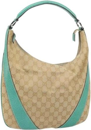 Gucci Pre-owned Shoulder Bags, female, Beige, Size: ONE SIZE Pre-owned Canvas Shoulder Bag