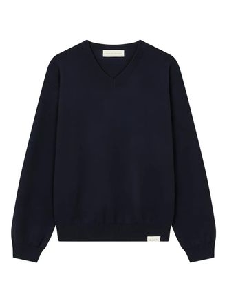 Man On The Boon. v-neck knit pullover - Blue
