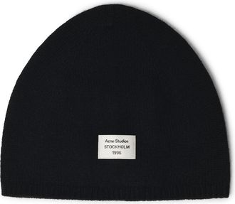 Acne Studios Black Ribbed Cashmere Beanie