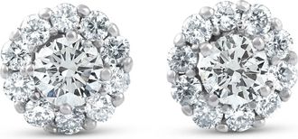 Pompeii3 1ct Halo Round Diamond Studs 14k White Gold