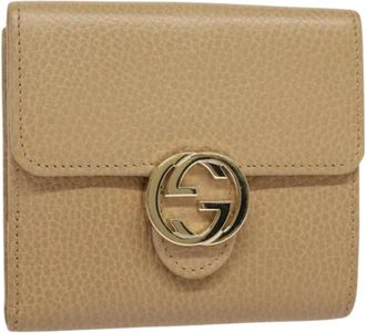 Gucci Tweedehands leren portemonnees - Dames - Vintage Accessoires - Beige - ONE Size - Leer - Vintage