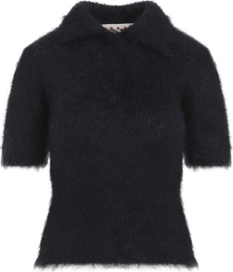 Marni Mohair Polo - Dames - Polos - Zwart - 2XS - Tops