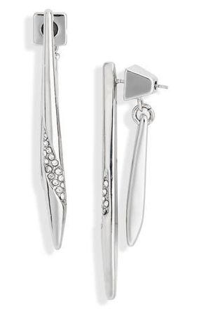 Vince Camuto Crystal Embellish Front Back Earrings in Silver Tone at Nordstrom Rack