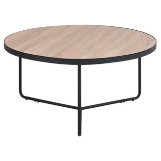 Beliani Beliani - Mesa De Centro De Tablero De Mdf Madera Clara Negro Industrial Moderno Melody