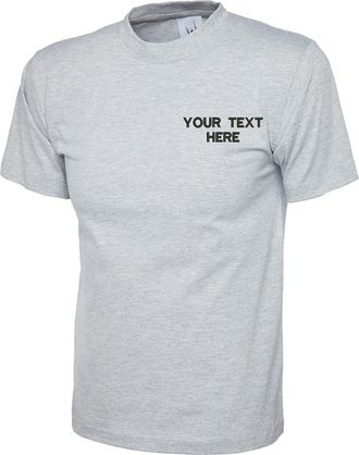 Generic Personalised Embroidered Your Text UC301 Classic Tshirt, Work Wear Any Text Classic Shirt Unisex Gift Tee Top (HeatherGrey, 3XL)
