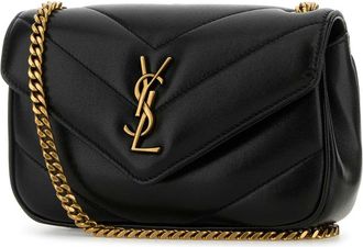 Saint Laurent Womens Loulou Shoulder Bag Black Lamb