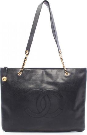Chanel Black Grained Calfskin Handbag Tote Bag (Pre-Owned)