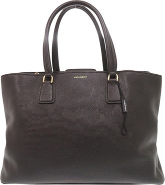 Dolce & Gabbana Black Leather Tote Bag (Pre-Owned)