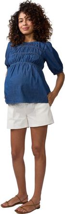 Ingrid & Isabel Short Sleeve Chambray Smocked Top in Indigo Chambray at Nordstrom, Size X-Large