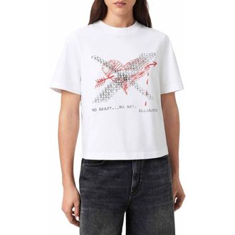 AllSaints Heartache Lisa Cotton Graphic T-Shirt in White at Nordstrom, Size X-Small