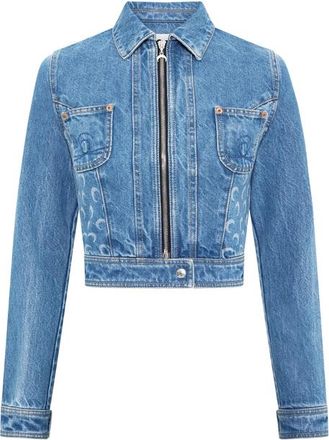 Marine Serre Moon-print Cropped Denim Jacket