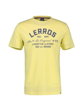 Lerros T-Shirt LERROS T-Shirt mit Print in &Uuml;bergr&ouml;ssen, Herren, Gr. 5XL, gelb (faded gelb), 100% Baumwolle, Rundhals, Shirts T-Shirt