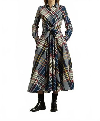 Sara Roka Draffa85 Long Sleeve Dress In Maxi Plaid