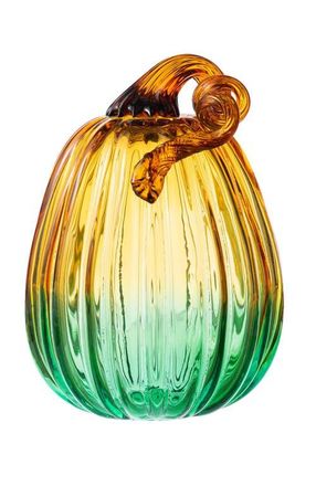 Glitzhome Fall Multi-Style Short Glass Pumpkins in Green at Nordstrom, Size Medium