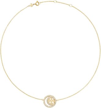 Tory Burch Miller Double Ring pendant necklace - women - 18kt Gold Plated Brass - One Size