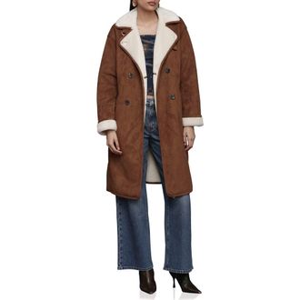 Avec Les Filles Double Breasted Faux Fur Belted Coat in Camel at Nordstrom Rack, Size X-Large