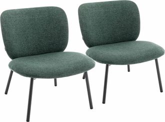 Oviala Conjunto de 2 sillones relax y tela verde oscuro