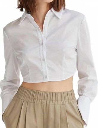 Crescent Rowen Cropped Button Down Top In White