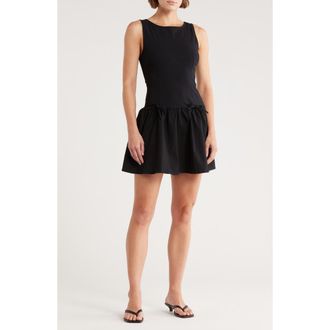 Madden Girl Sleeveless Bow Embellished Drop Waist Minidress in Black at Nordstrom Rack, Size X-Large