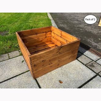 Charles Taylor Trading Multi Pack of 2 - Large Raised Bed Planter - Timber - Fully Assembled in Light Brown