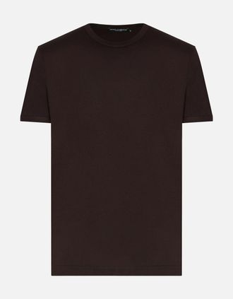 Dolce & Gabbana Mens BRANDED NECK T SHIRT - Brown - Size: 48