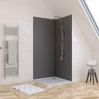 Aurlane Set 2 Pannelli Murali in Alluminio GRIGIO 90+90x210 cm con Profili NERO OPACO - WALLIT