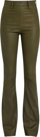 Skiim button-detail flared trousers - women - Polyurethane - 36 - Green