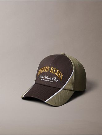Calvin Klein Mens Dual Tone Logo Graphic Baseball Cap - Green