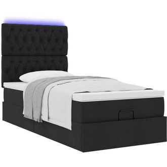 vidaXL Estructura De Cama Otomana Colch&oacute;n Tela Negro 100x200cm Vidaxl