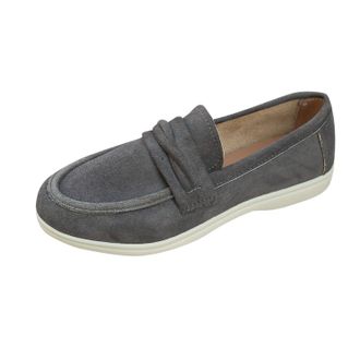 Generic Womens Loafers Wide Width Casual Pumps Shoes Solid Color Retro Breathable Comfortable Classic Slip On Flat Shoes Walking Shopping Gray