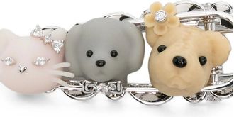 Yvmin Crystal-Embellished Animal Motif Hair Clip - Silver