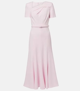 Roland Mouret Gathered belted cady midi dress