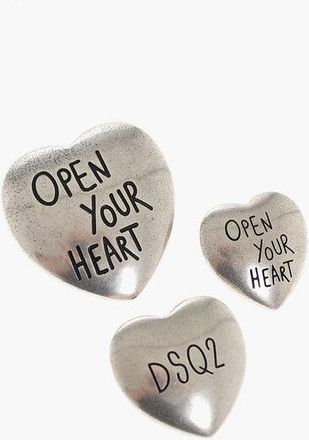 Dsquared2 Heart Shaped Open Your Heart Metal Brooches size Unica
