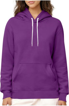 Generic Sweatshirts for Women Fleece Lined Jumper Winter Warm Crewneck Long Sleeve Thermal Sweater Thick Plain Hoodie Sweatshirts with Pockets Loungewear Casu