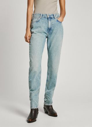 Pepe Jeans London Straight-Jeans PEPE JEANS mit normaler Leibh&ouml;he, Damen, Gr. 26, L&auml;nge 32, blau (rigid tint clean32), Denim/Jeans, Obermaterial: 100% Baumwolle, straig