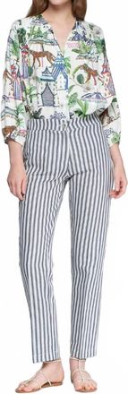 Vilagallo Womens Trouser Pant In Striped Blue