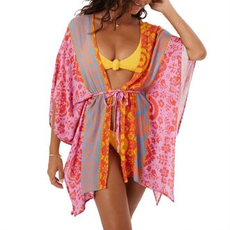 Roxy Wanderer Kimono Cover-Up Top In Pink