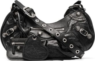 Balenciaga Lamsleren Schoudertas met Verstelbare Band - Dames - Schoudertassen - Zwart - ONE Size - Katoen - Tassen