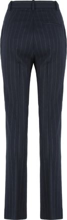 Pinko Womens Trousers Straight Chalk-Striped Wool Blend Blue-White Polyester Skinny Blue/white