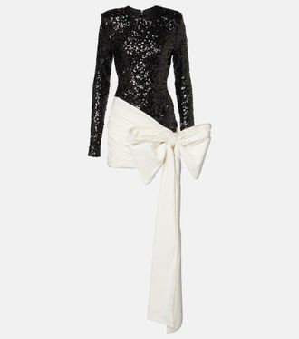 Rotate Bow-detail sequined minidress