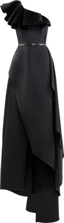 Saiid Kobeisy One-Shoulder Velvet And Satin Dress