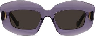Loewe Silver Screen 49mm Rectangular Sunglasses in Shiny Violet/brown at Nordstrom