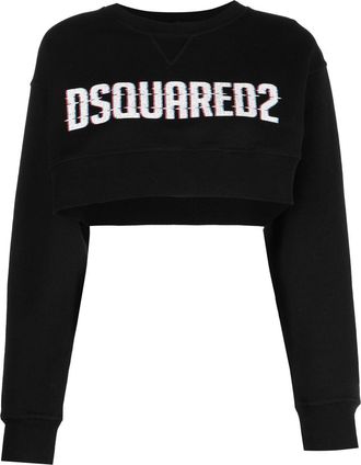 Dsquared2 logo-print cropped sweatshirt - women - Cotton - S - Black