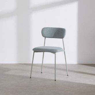 Maisons du monde Set de 2 sillas de acero y tela reciclada verde agua