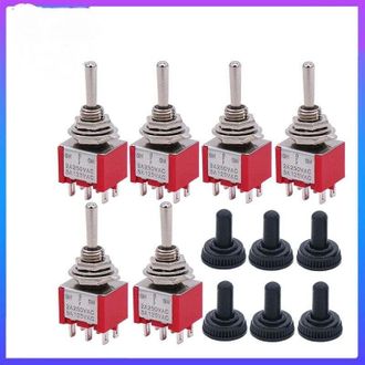 OEM Paquete De 10 Mini Interruptores Basculantes De 3 Posiciones Y 6 Pines On/off/on, Ca 125v 5a, Con Tapa Impermeable, Mts-203-crezuo