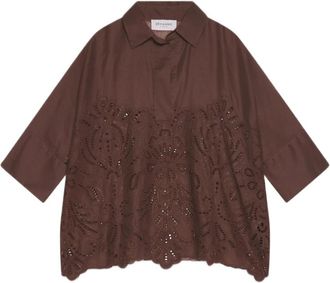 Ermanno Scervino Lightgewicht Katoenen Mousseline Blouse - Dames - Blouses - Bruin - S - Katoen - Overhemden
