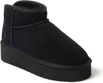 Dearfoams Fireside Kingston Genuine Shearling Platform Bootie in Black at Nordstrom, Size 10