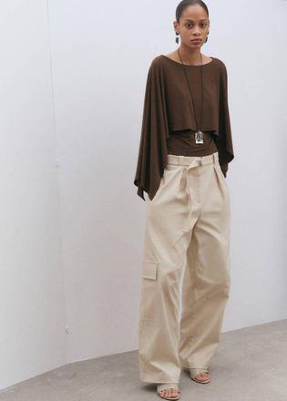 Mango Blusa manica tre quarti marrone - Donna - XS - MANGO