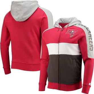 Starter Mens Starter Red/Pewter Tampa Bay Buccaneers Playoffs Color Block Full-Zip Hoodie at Nordstrom, Size Xx-Large