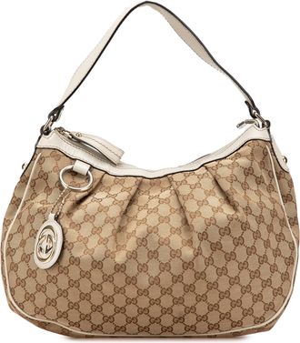 Gucci Pre-owned Womens New Britt Hobo Monogram Bag - Tan Textile - One Size
